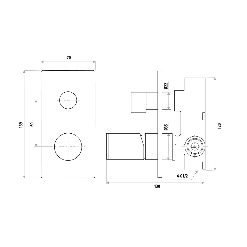 The GABE Diverter Mixer Matte Black / Chrome T709BK/CP