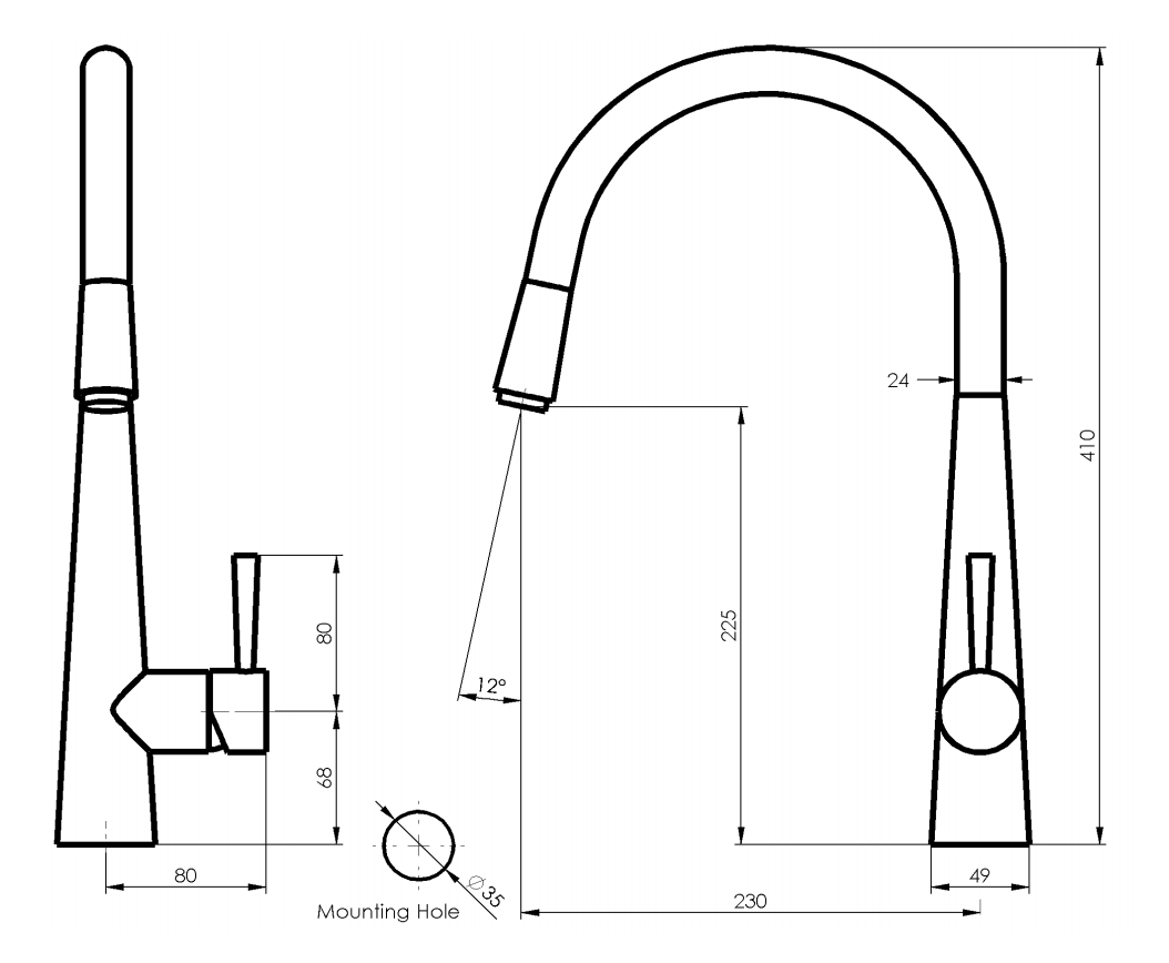 Greens Galiano 17520361 Gooseneck Pull Down Sink Mixer - Brushed Brass