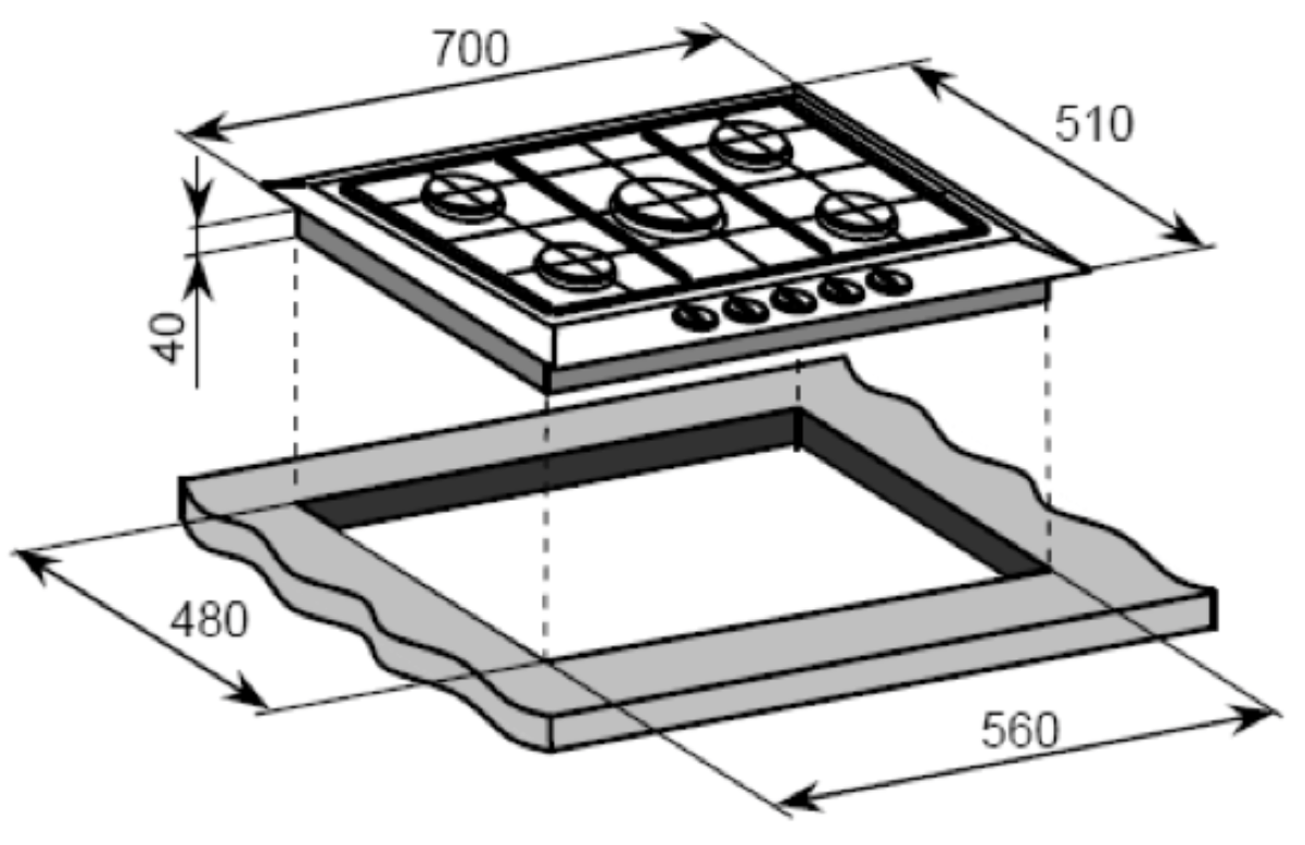 Inalto ICGW70S 70cm 5 Burner Stainless Steel Gas Cooktop