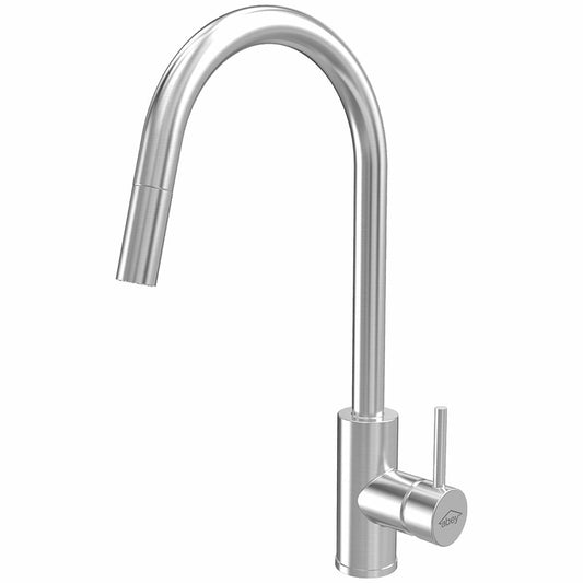 Gareth Ashton KTA037-316-BR 316 Marine Grade Brushed Stainless Steel Gooseneck Pull Out Kitchen Mixer