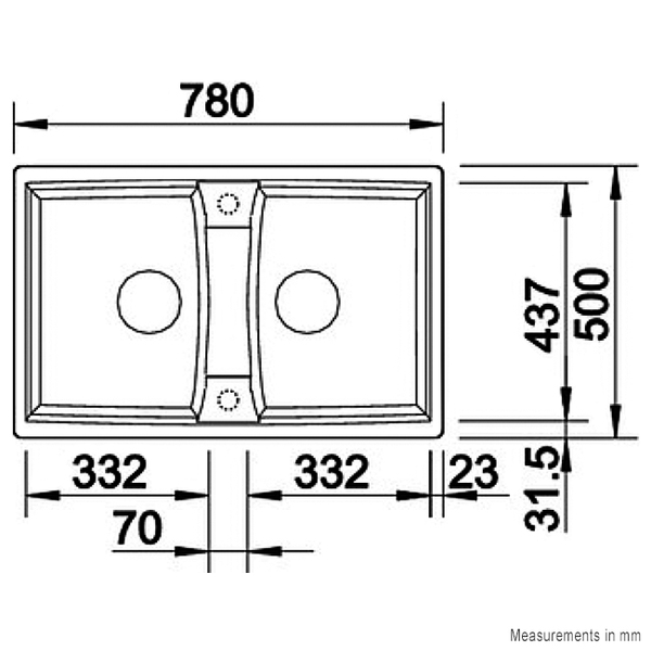 Blanco LEXA8K5 Double Bowl Granite Sink with Drainer and Overflow - Special Order