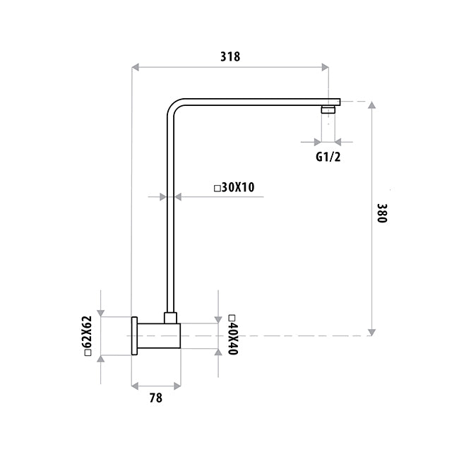 Lauren Gooseneck Shower Arm Square T868B-7