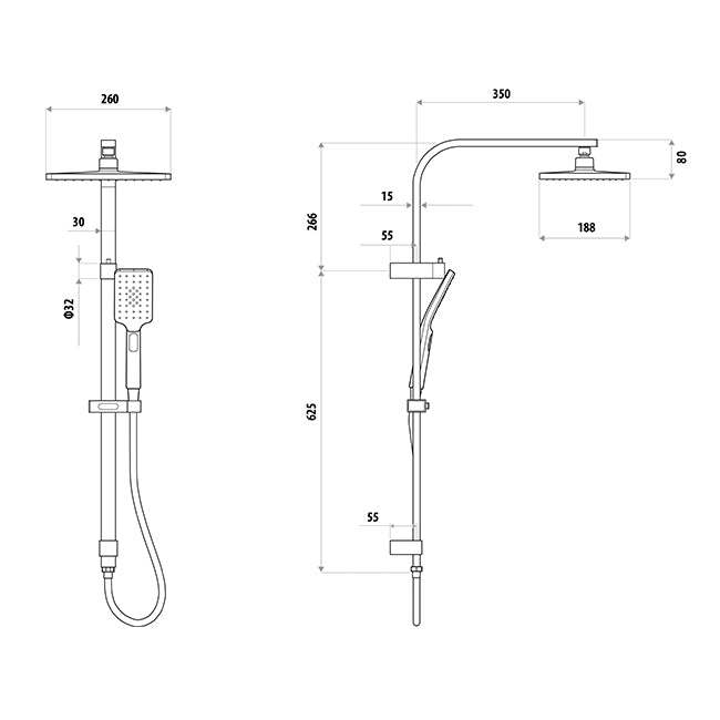 Liberty Twin Shower with Rail Matte Black T9988BK