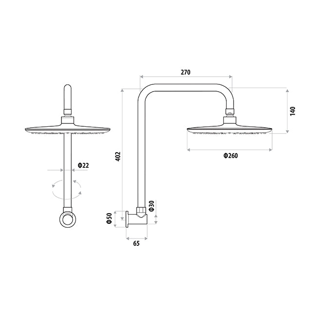 Loui Gooseneck Shower Chrome T9083CP