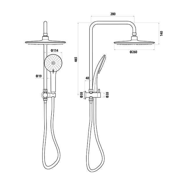 Loui Twin Shower Gun Metal T9081GM