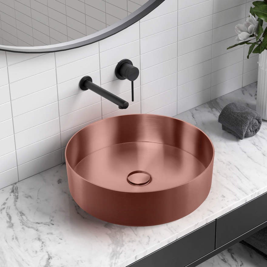 Oliveri MI71CU Milan Round Stainless Steel Counter Top Copper Basin