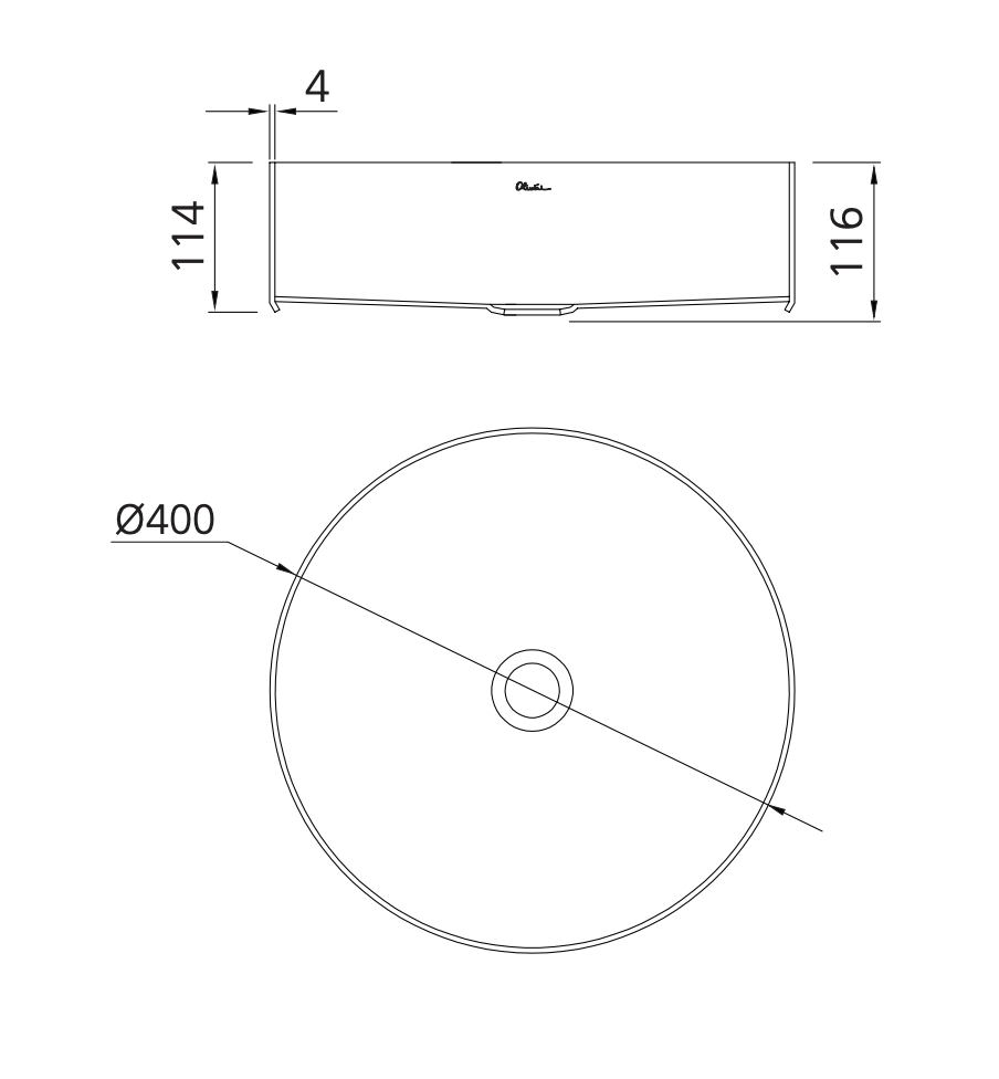 Oliveri MI71CU Milan Round Stainless Steel Counter Top Copper Basin