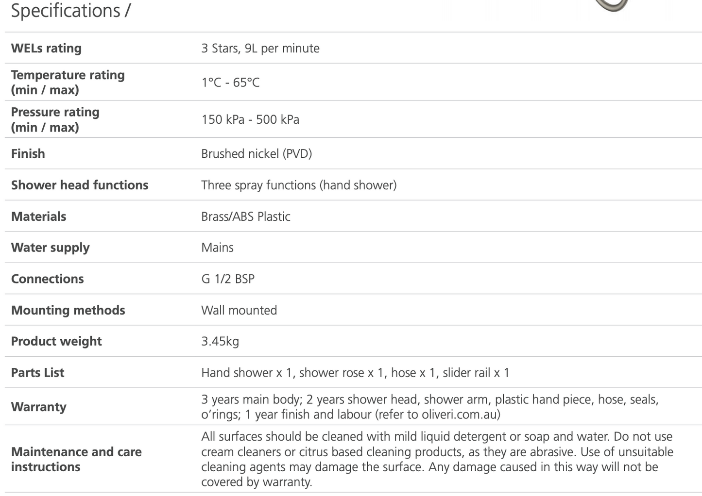 Oliveri Monaco MO36342BN Brushed Nickel Dual Shower Set - Special Order