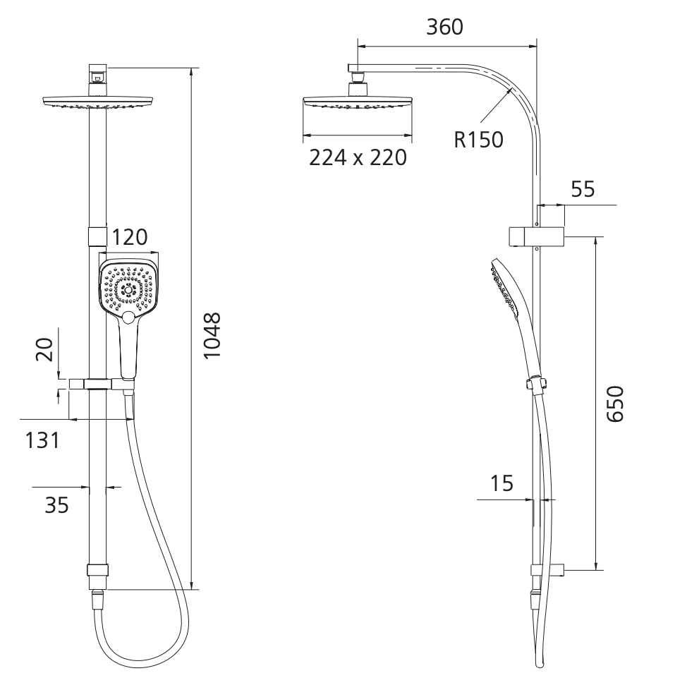 Oliveri Monaco MO36342CR Dual Shower Set - Special Order