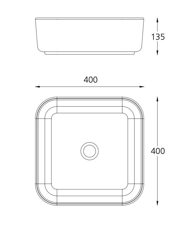 Oliveri NA3721 Naples Counter Top Square Basin