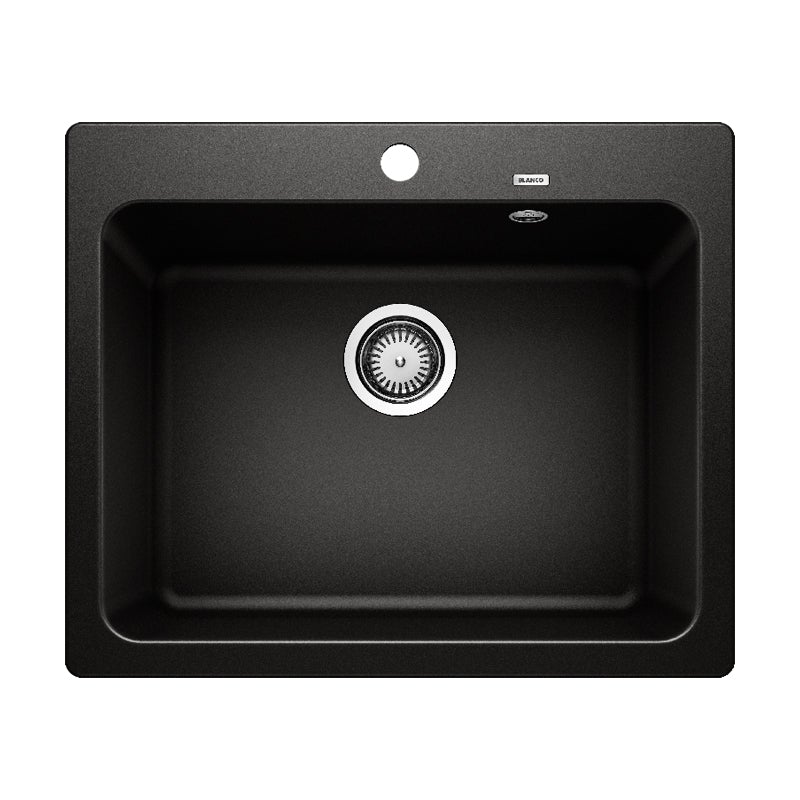 Blanco NAYA6BK5 Super Black Silgranit Single Bowl Top Mount Sink