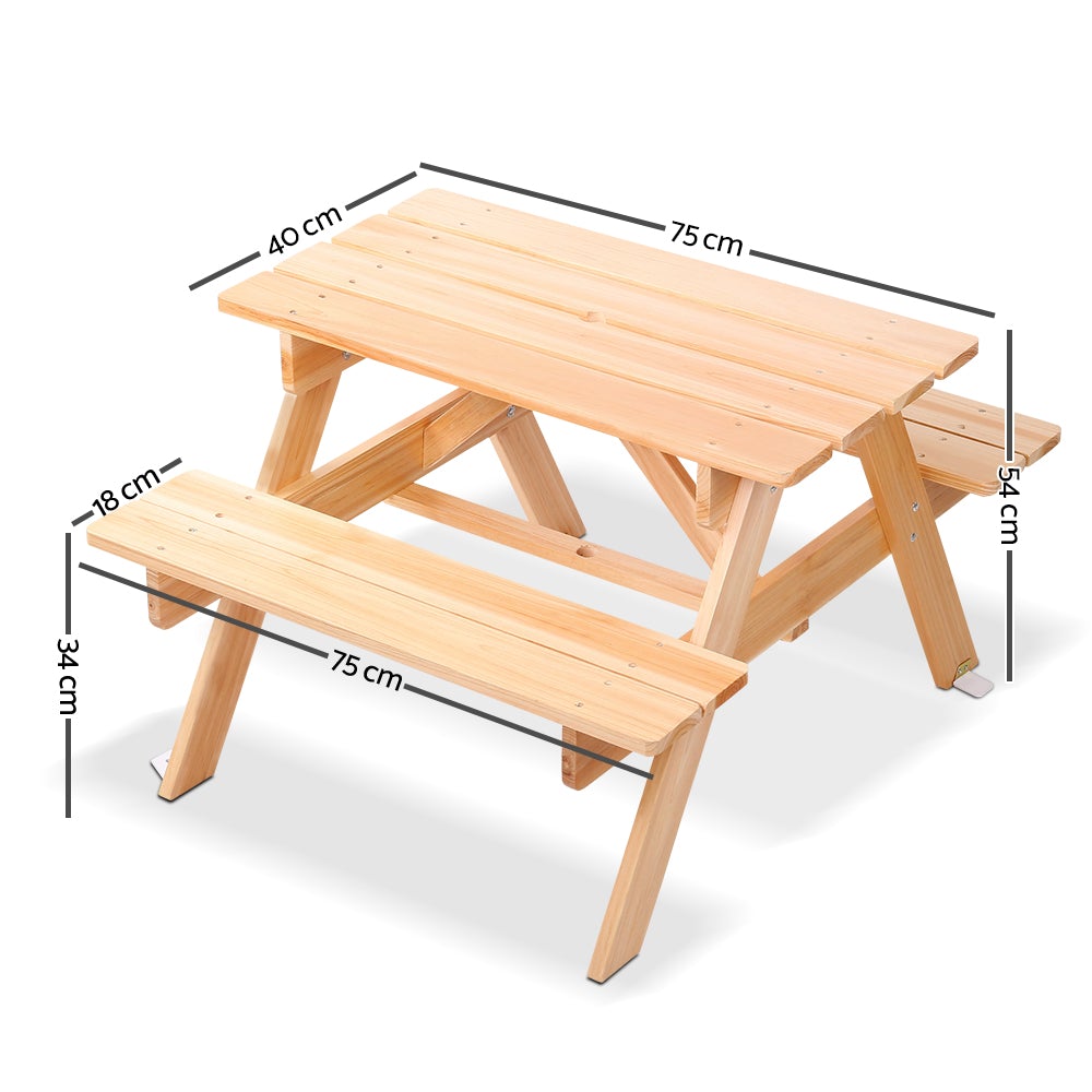 Keezi Kids Wooden Picnic Table Set with Umbrella