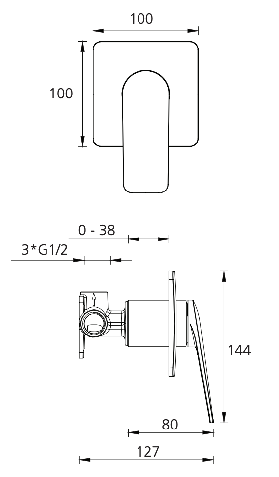 Oliveri PA100500BN Paris Brushed Nickel Wall Mixer