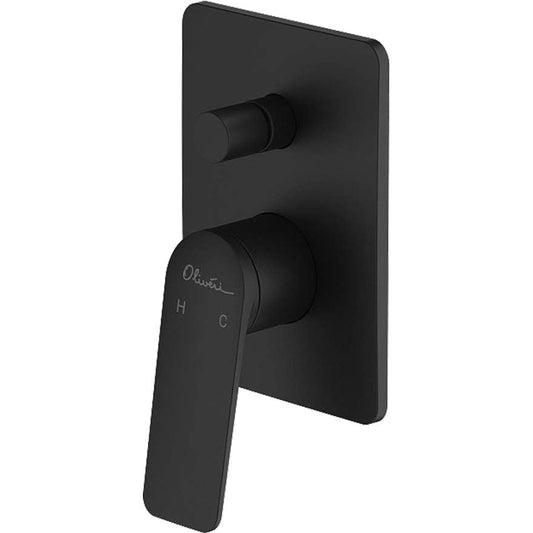 Oliveri PA101516MB Paris Matte Black Wall Mixer With Diverter