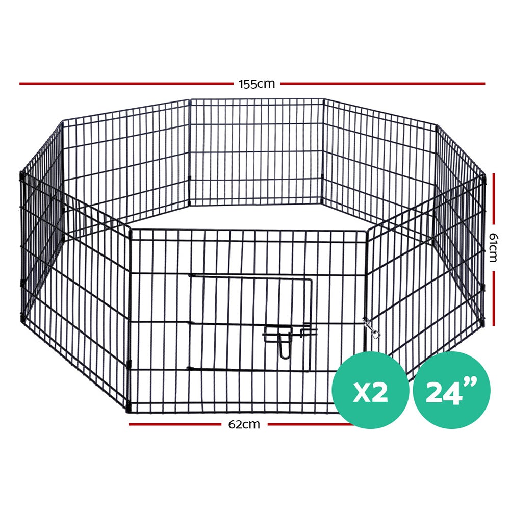 i.Pet 2X24" 8 Panel Pet Dog Playpen Puppy Exercise Cage Enclosure Fence Play Pen - Online Only