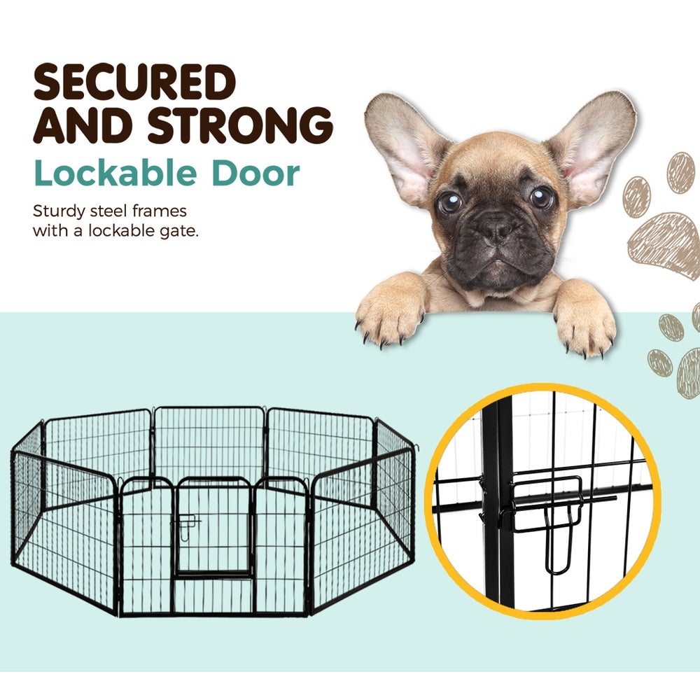 i.Pet 8 Panel Pet Dog Playpen Puppy Exercise Cage Enclosure Fence Play Pen 80x60cm - Online Only