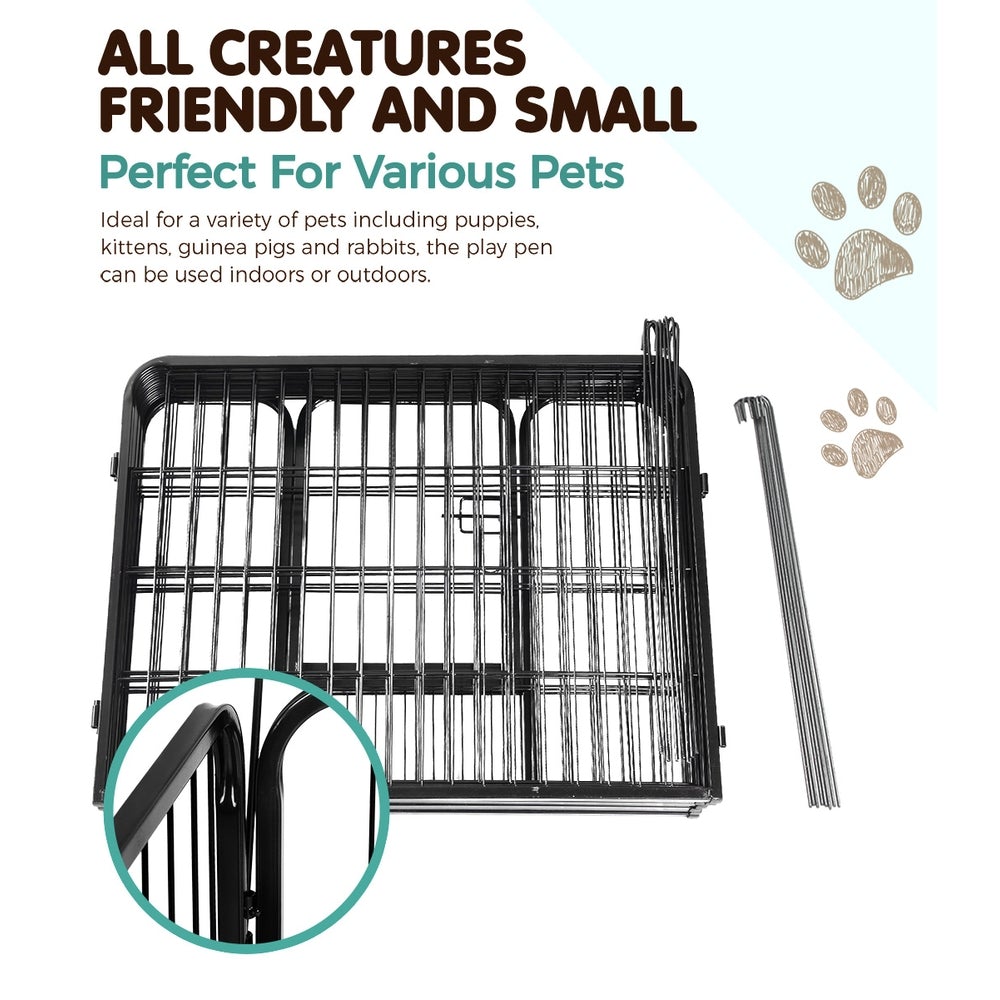 i.Pet 8 Panel Pet Dog Playpen Puppy Exercise Cage Enclosure Fence Play Pen 80x60cm - Online Only