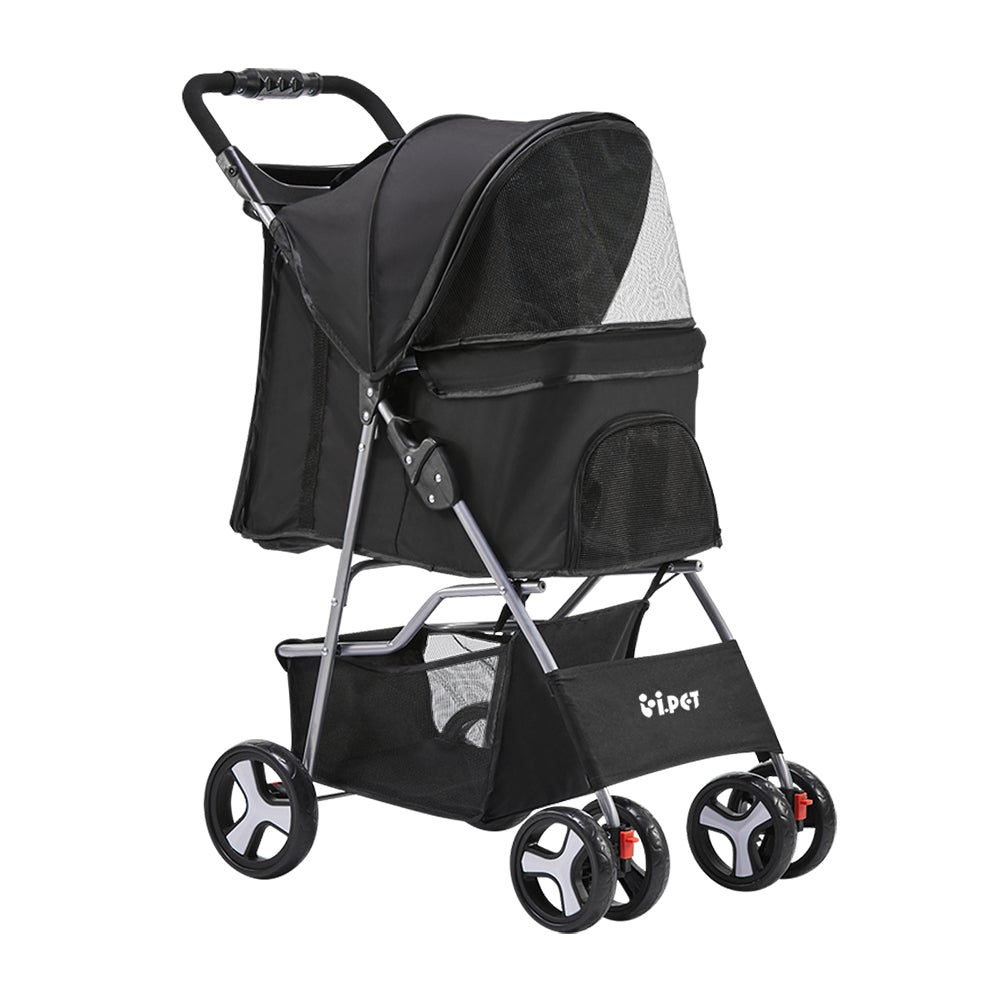 i.Pet 4 Wheel Pet Stroller - Black - Online Only