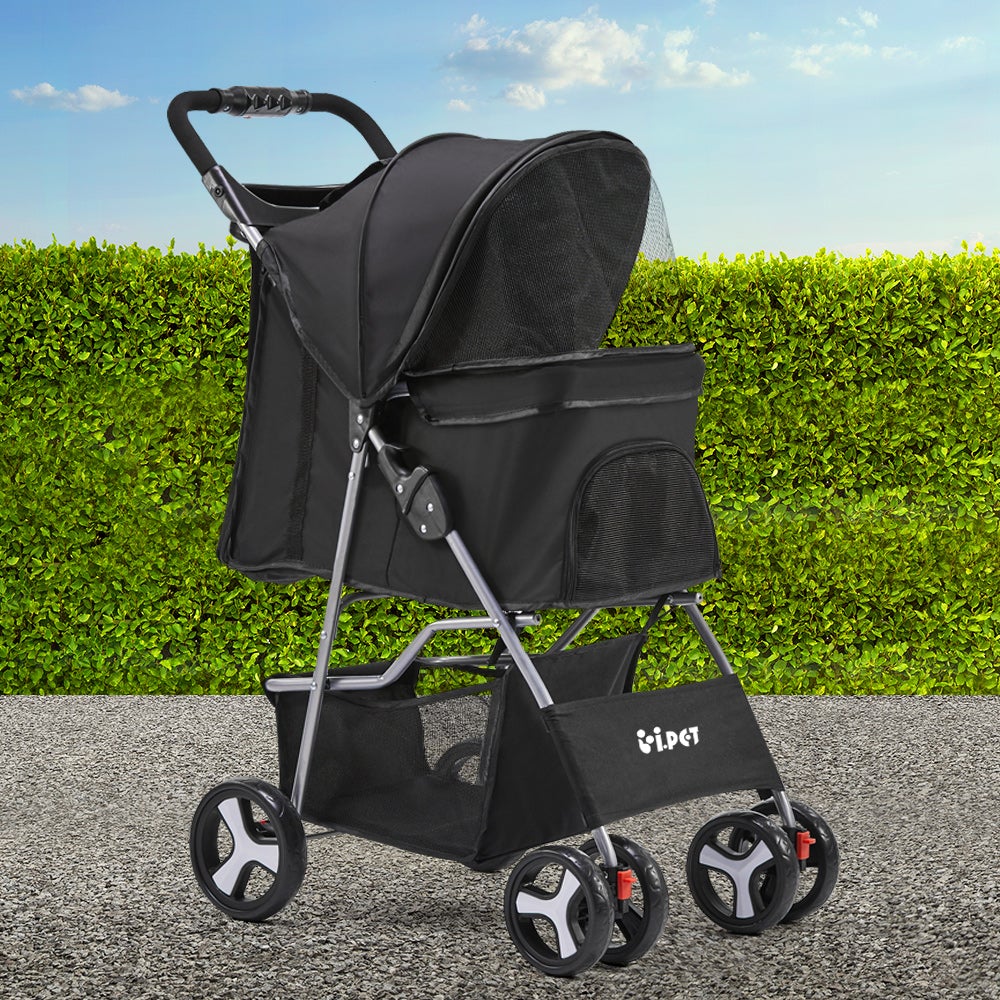 i.Pet 4 Wheel Pet Stroller - Black - Online Only