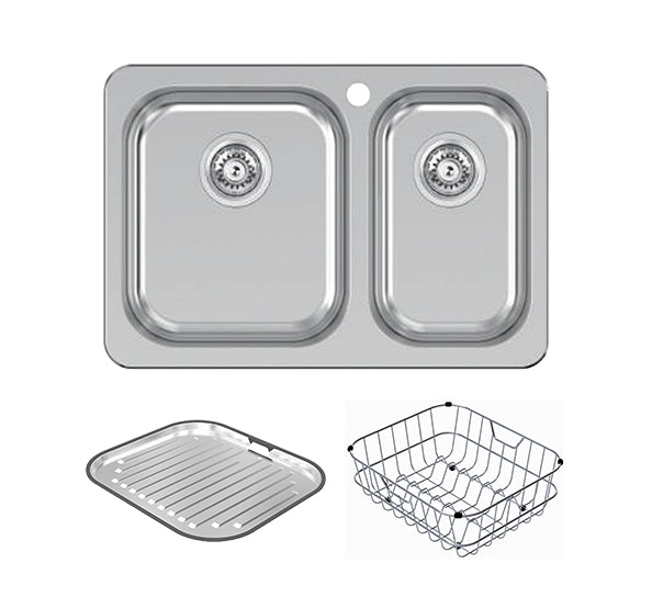 Abey PRC180 Brushed Stainless Steel Sink with Accessories