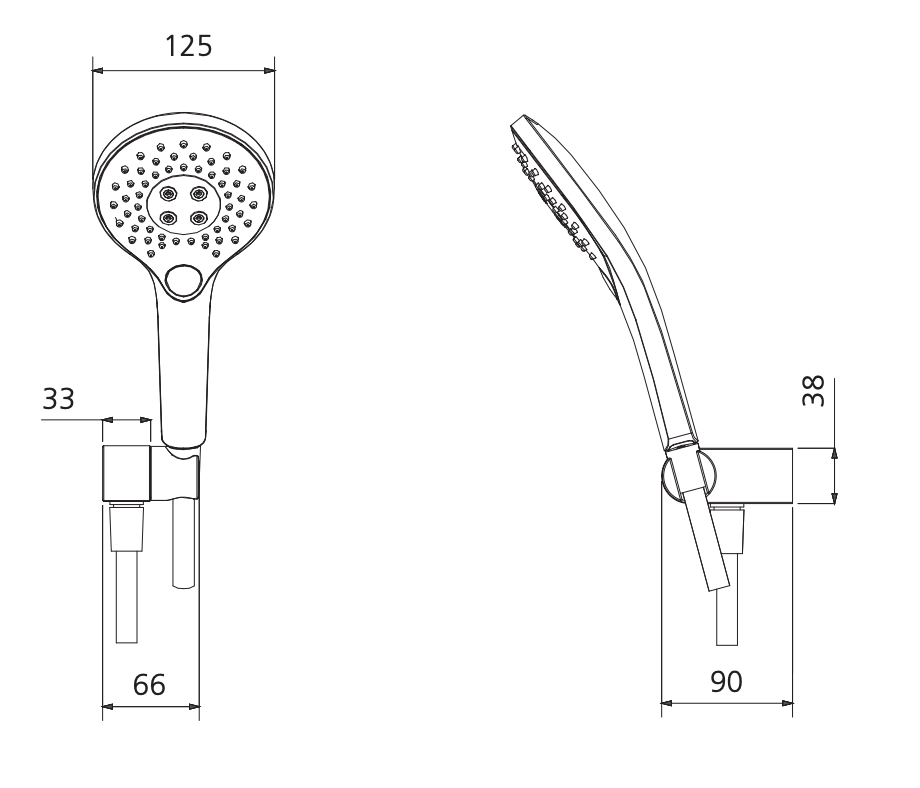 Oliveri RO147013BMB Rome Matte Black Hand Shower With Bracket - Special Order