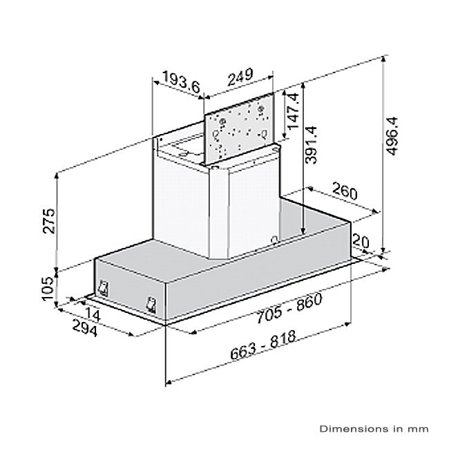 Blanco RUL70X 70cm Italian Made Undermount Rangehood