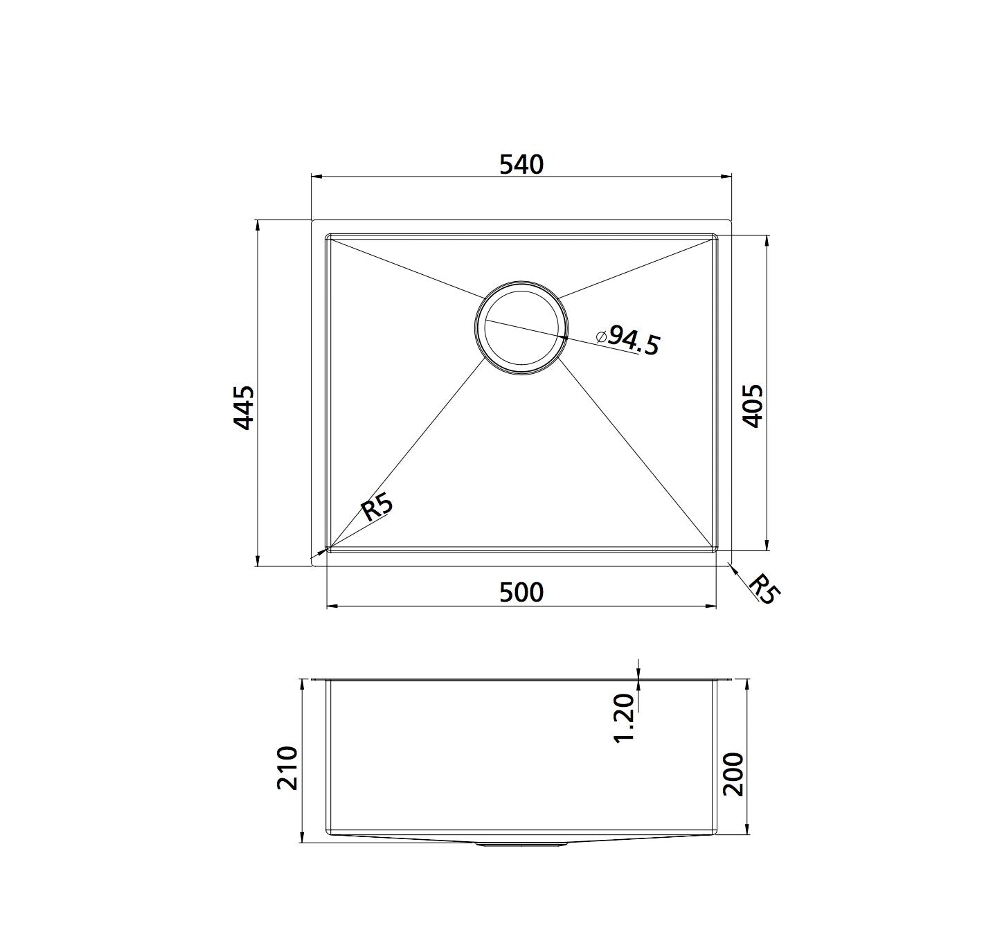 Oliveri SB50CU Spectra Top or Undermount Single Bowl Copper Sink