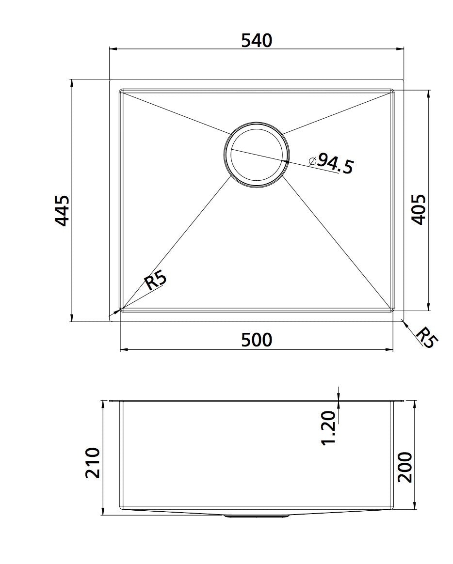 Oliveri SB50SS Spectra Top or Undermount Single Bowl Stainless Steel Sink