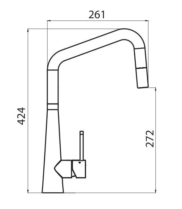 Oliveri SS2575 Essente Square Goose Neck Pull Out Mixer Tap