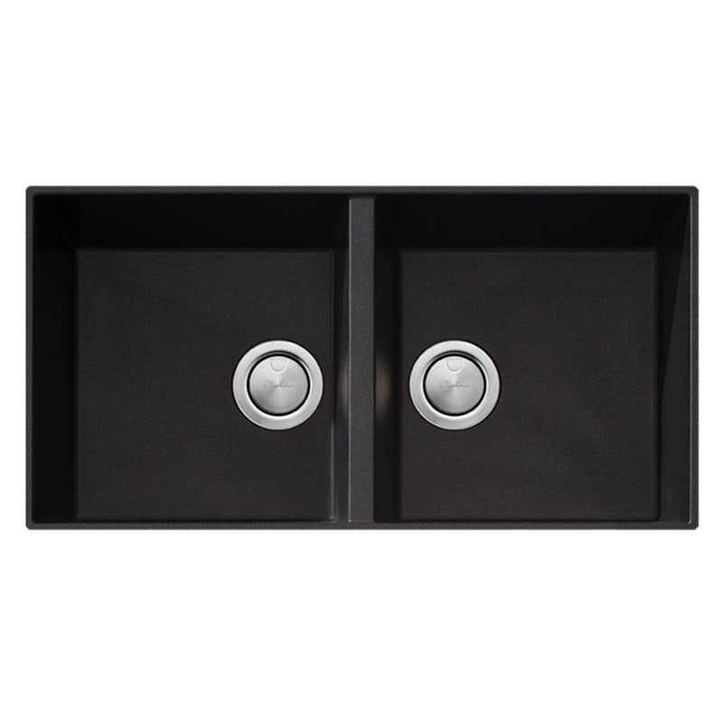 Oliveri Santorini ST-BL1563U Double Bowl Black Granite Undermount Sink