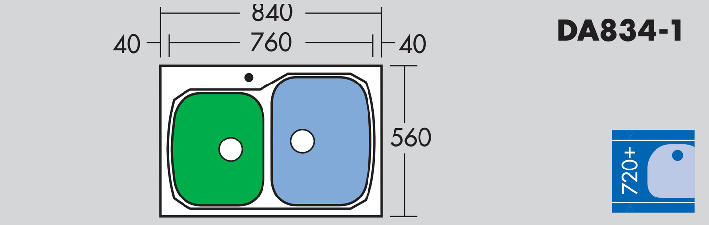 Oliveri Dallas Extra Large 1 & 3/4 Sink DA834-1