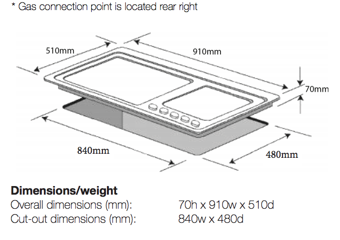 Omega OG92XA 90cm 5 Burner Gas Cooktop