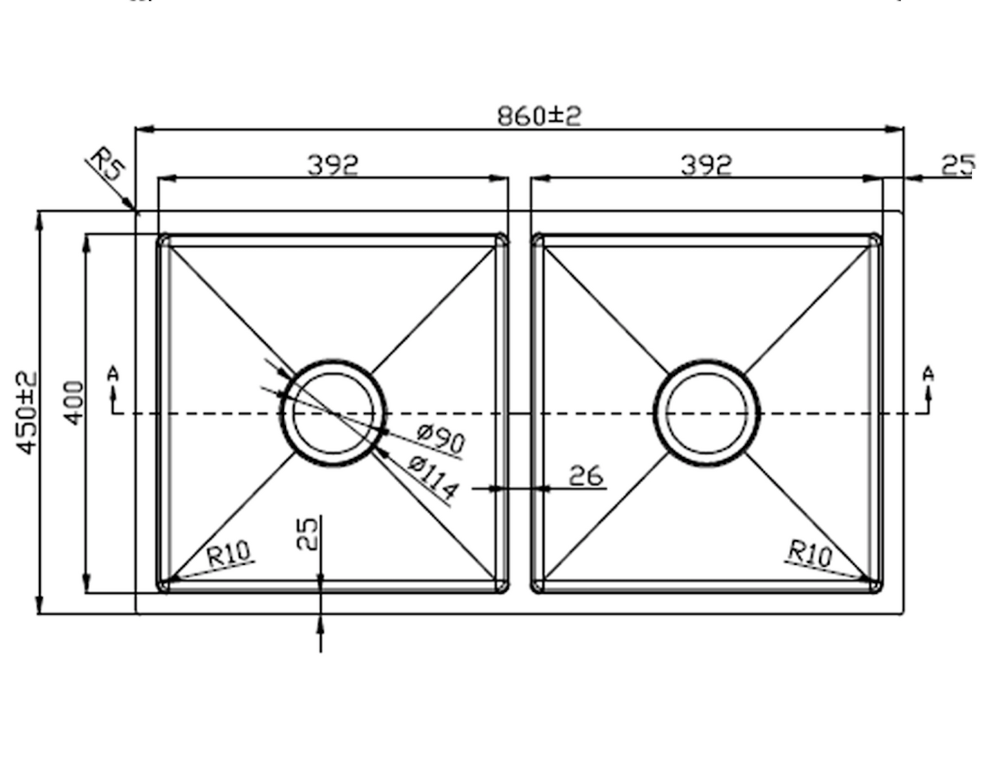 Kubik ARTSTEEL K8645r15 Kitchen Sink