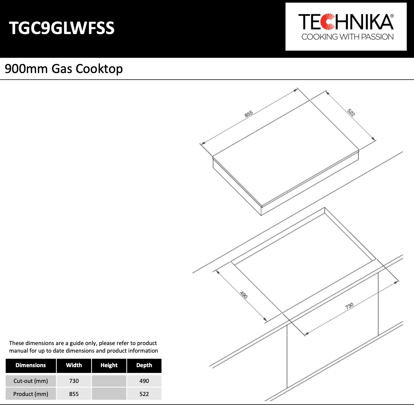 Technika TGC9GLWFSS 5 Burner Gas Cooktop