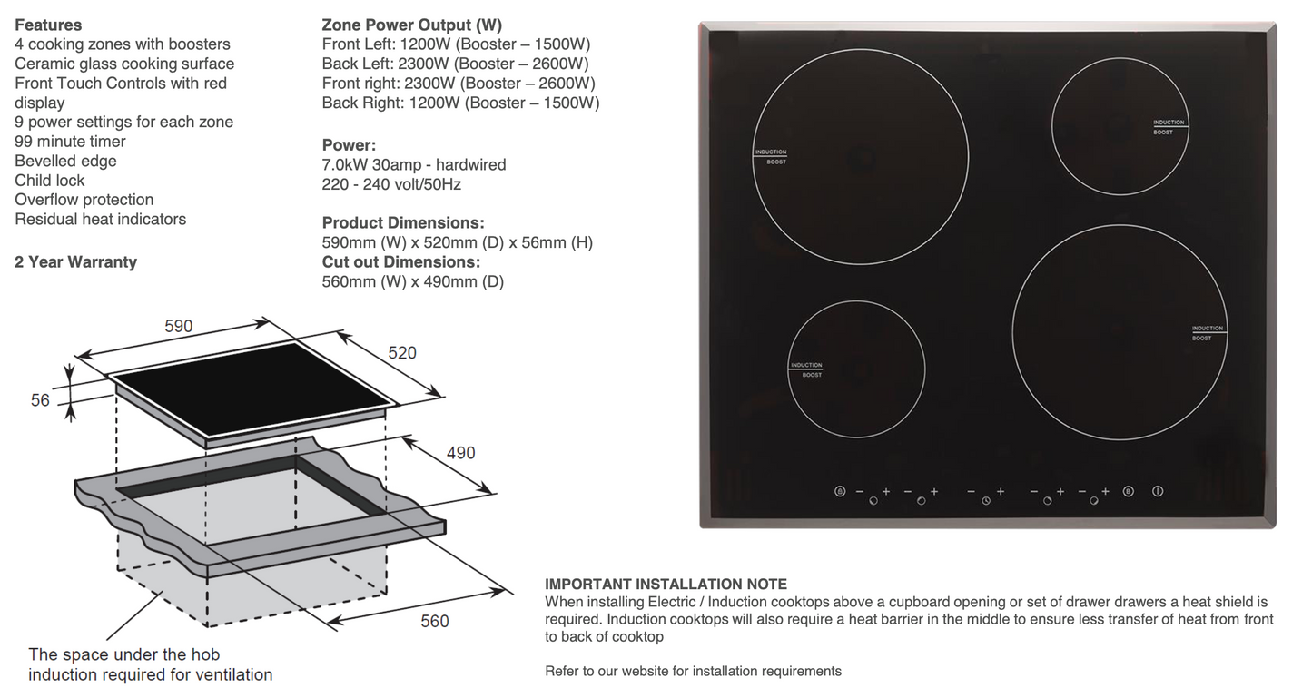 ARC A-CI6SE1 60cm Induction Cooktop