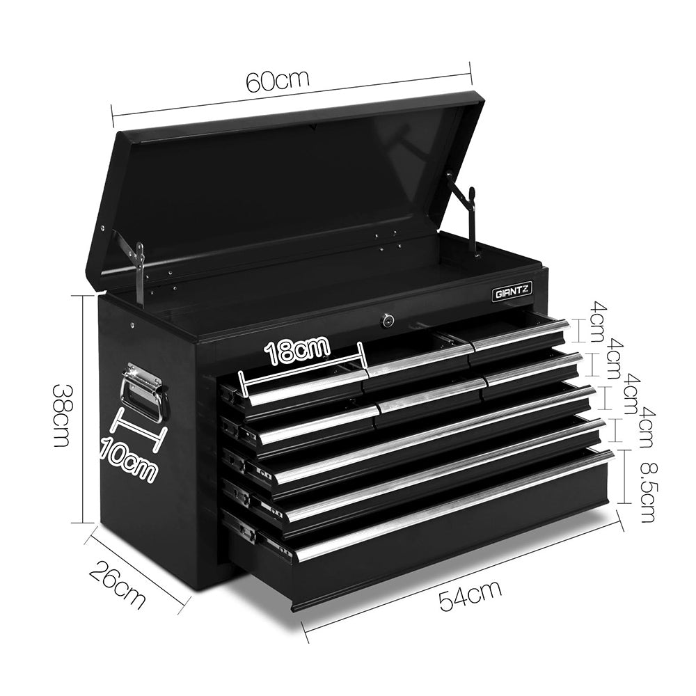 Giantz 9 Drawer Mechanic Tool Box Storage - Black