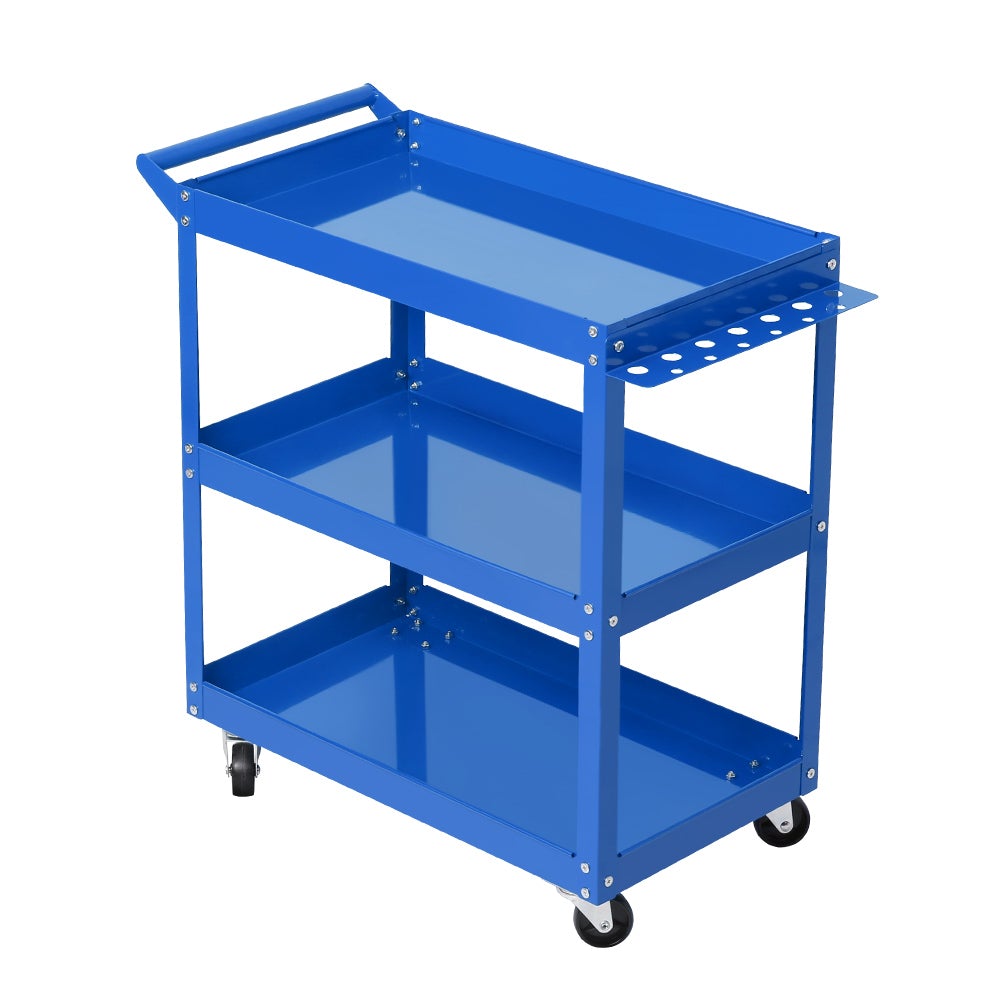 Giantz Tool Cart 3 Tier Parts Steel Trolley Mechanic Storage Organizer Blue