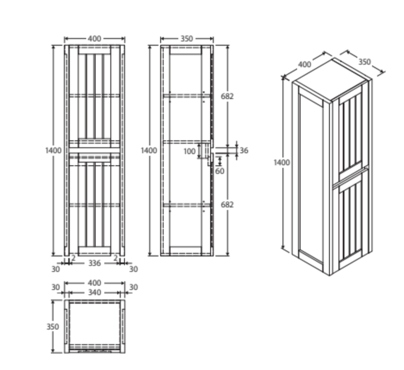 Fienza TB140 Hampton White Tallboy - Special Order