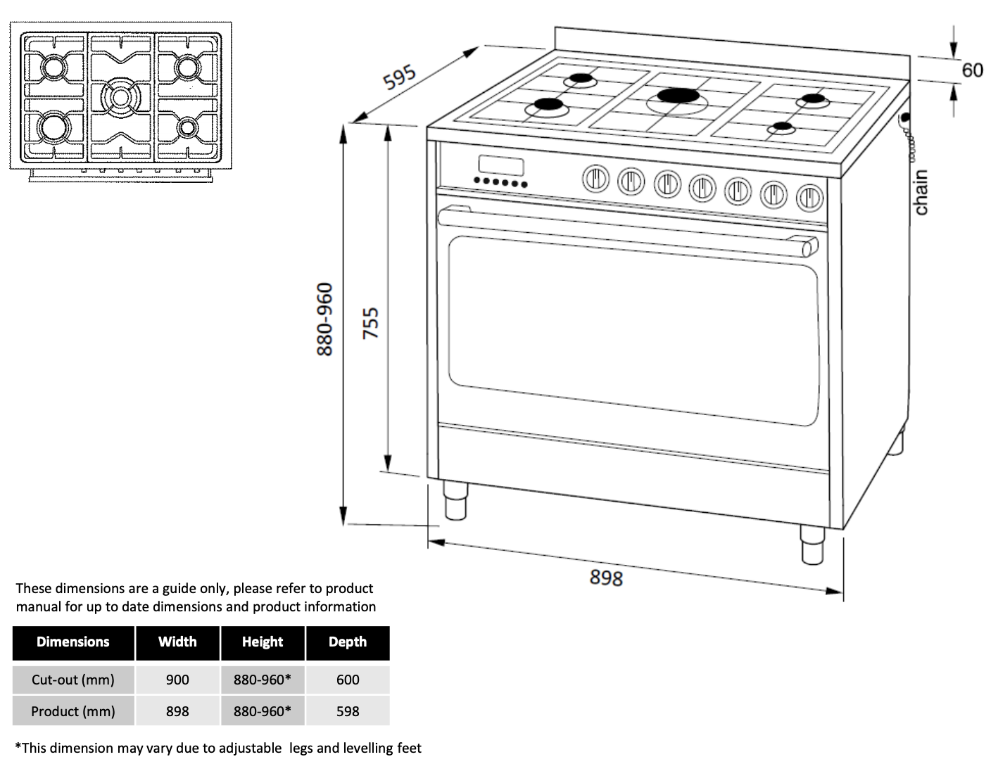 Technika Italian Made TU958TDM 90cm Dual Fuel Freestanding Stove