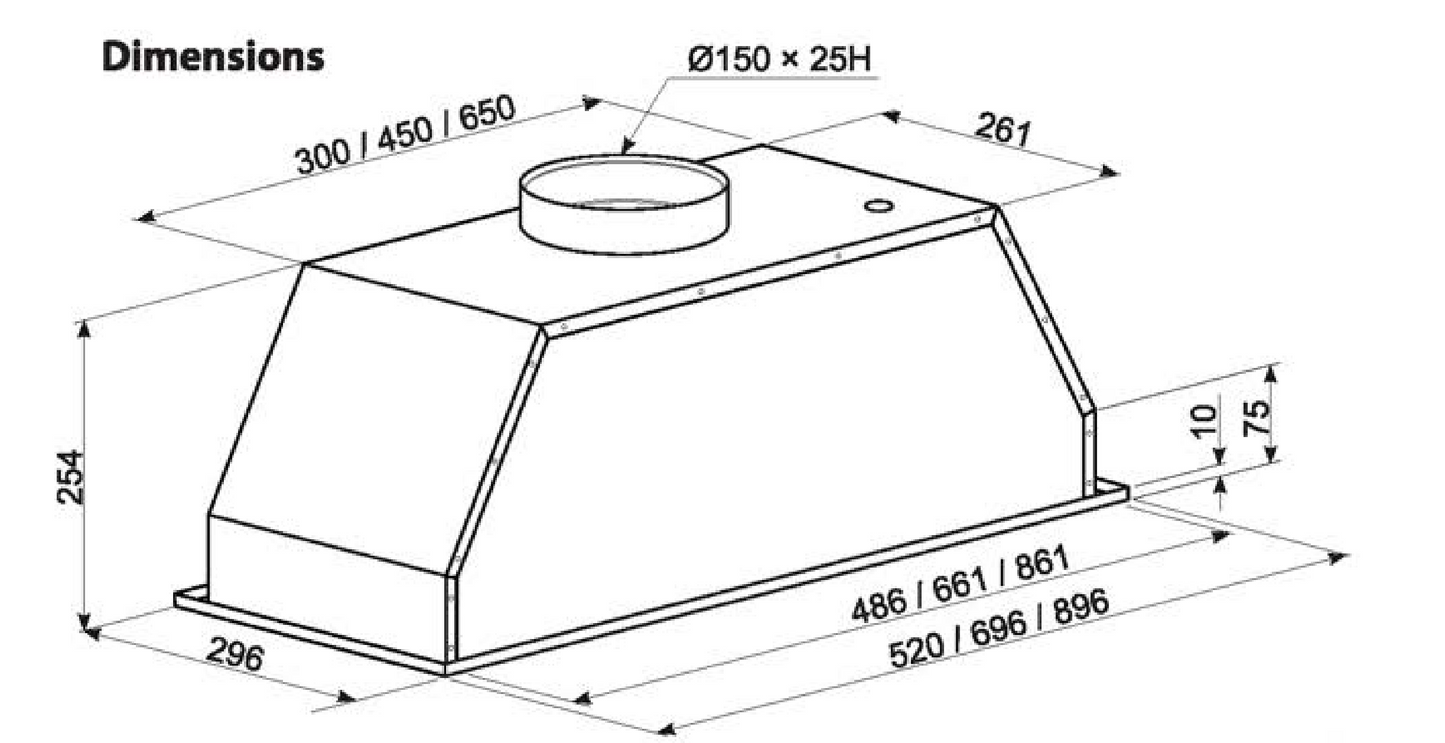 Technika TUR52S 52cm Stainless Steel Undermount Rangehood