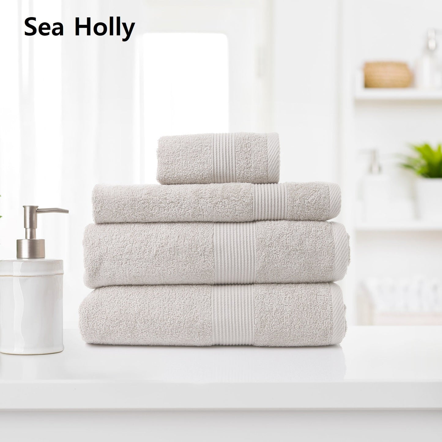 Royal Comfort 4 Piece Cotton Bamboo Towel Set 450GSM Luxurious Absorbent Plush  Sea Holly