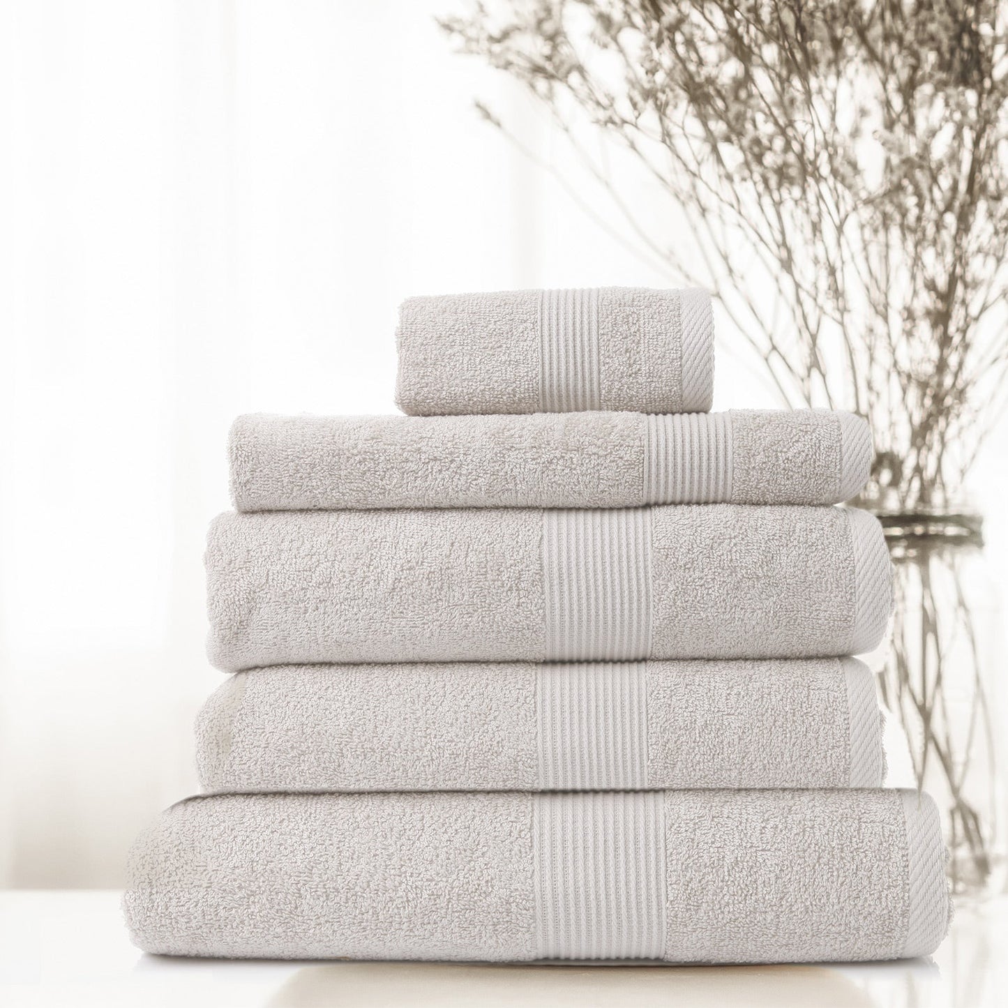 Royal Comfort 5 Piece Cotton Bamboo Towel Set 450GSM Luxurious Absorbent Plush  Sea Holly