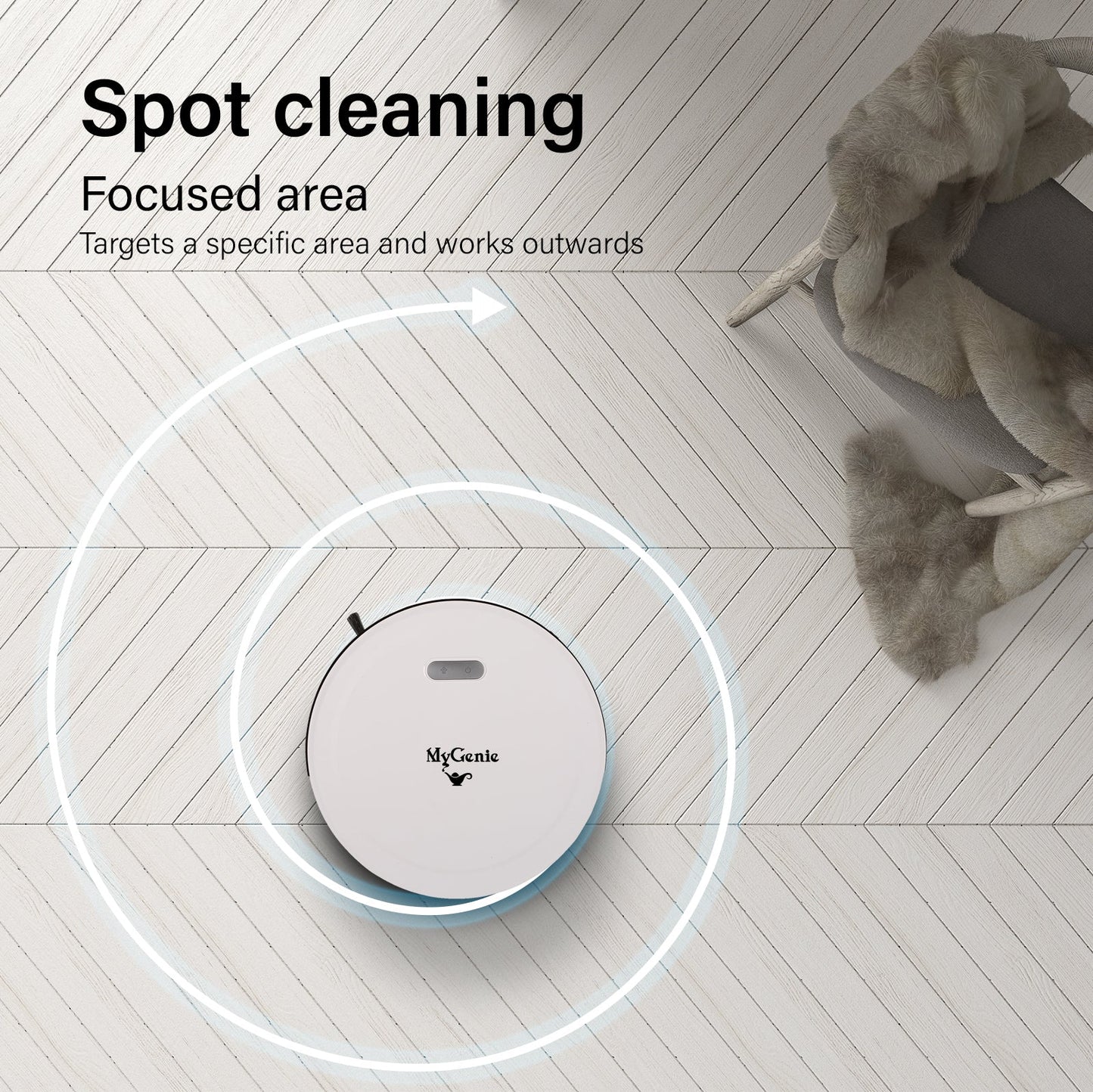 MyGenie Smart Robotic Vacuum Cleaner App Controlled Carpet Floors Auto Robot  White