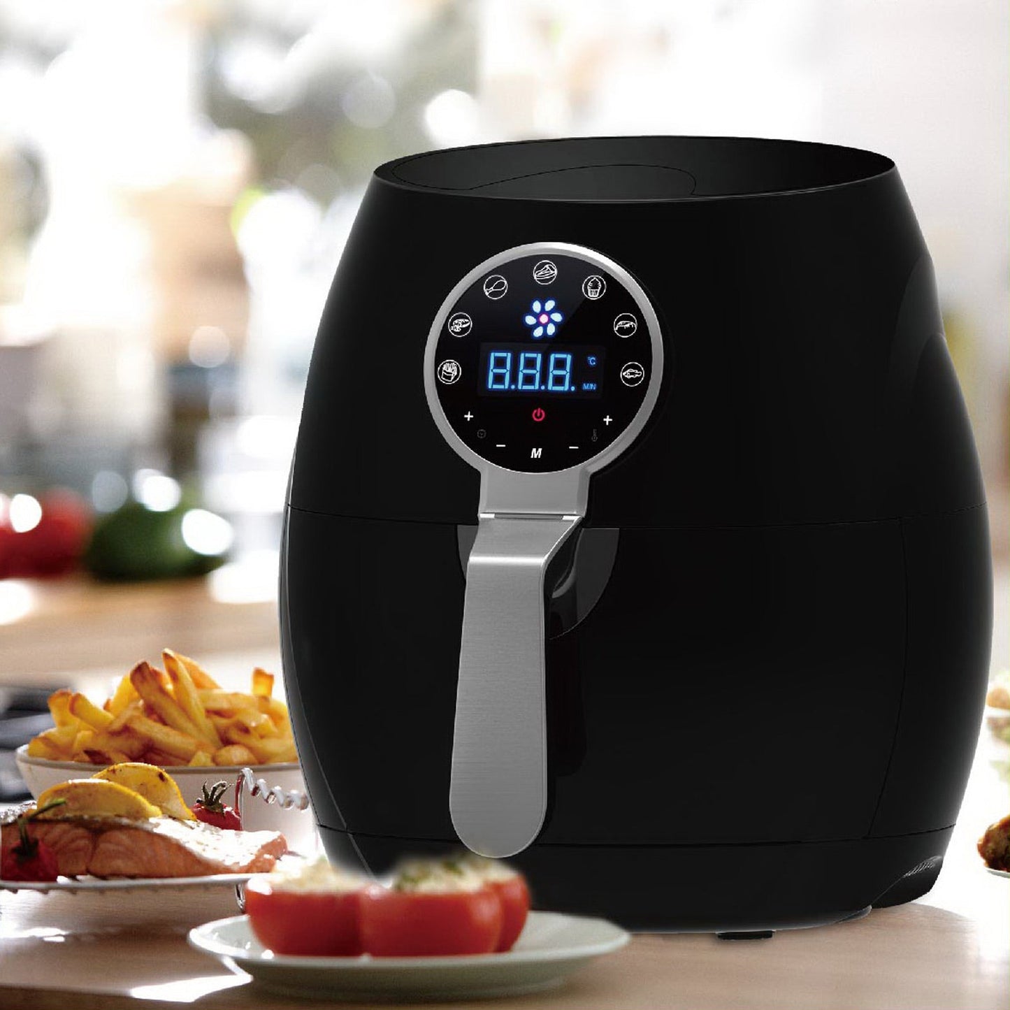 Kitchen Couture Black 5L Digital Air Fryer Low Fat Fast Cooking LCD Touch Screen 5 Litre Black