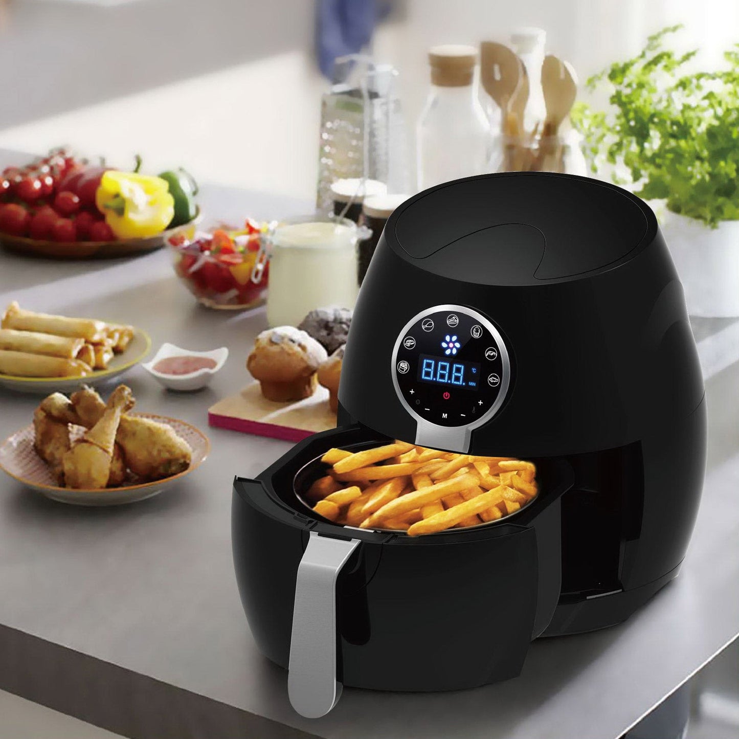 Kitchen Couture Black 5L Digital Air Fryer Low Fat Fast Cooking LCD Touch Screen 5 Litre Black