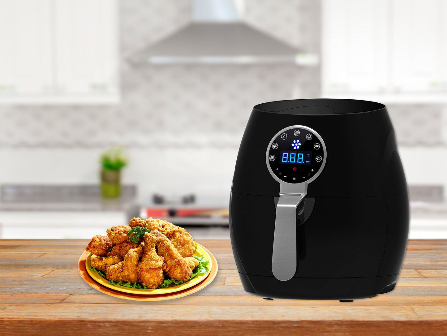 Kitchen Couture Black 5L Digital Air Fryer Low Fat Fast Cooking LCD Touch Screen 5 Litre Black