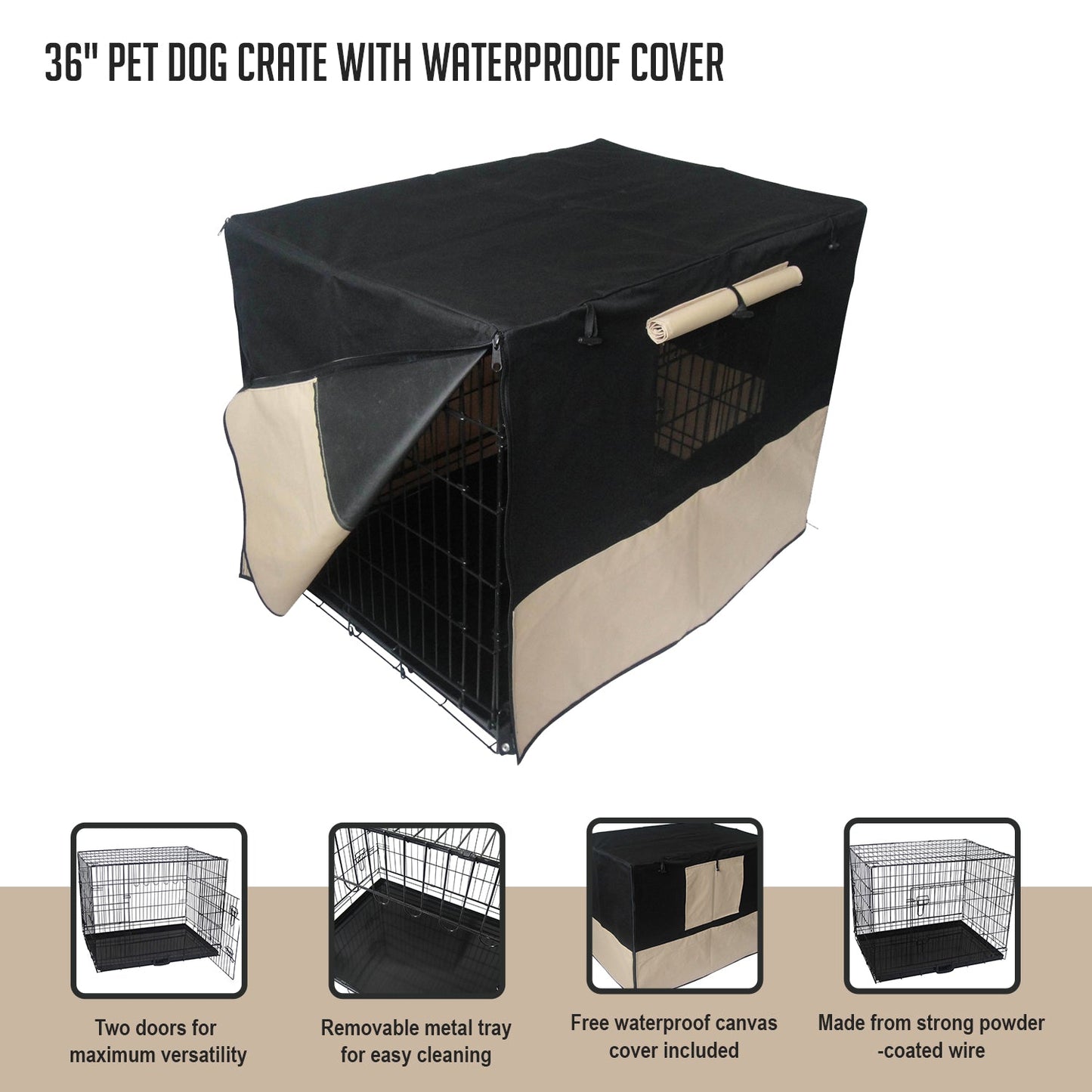 36" Pet Dog Crate with Waterproof Cover - Online Only