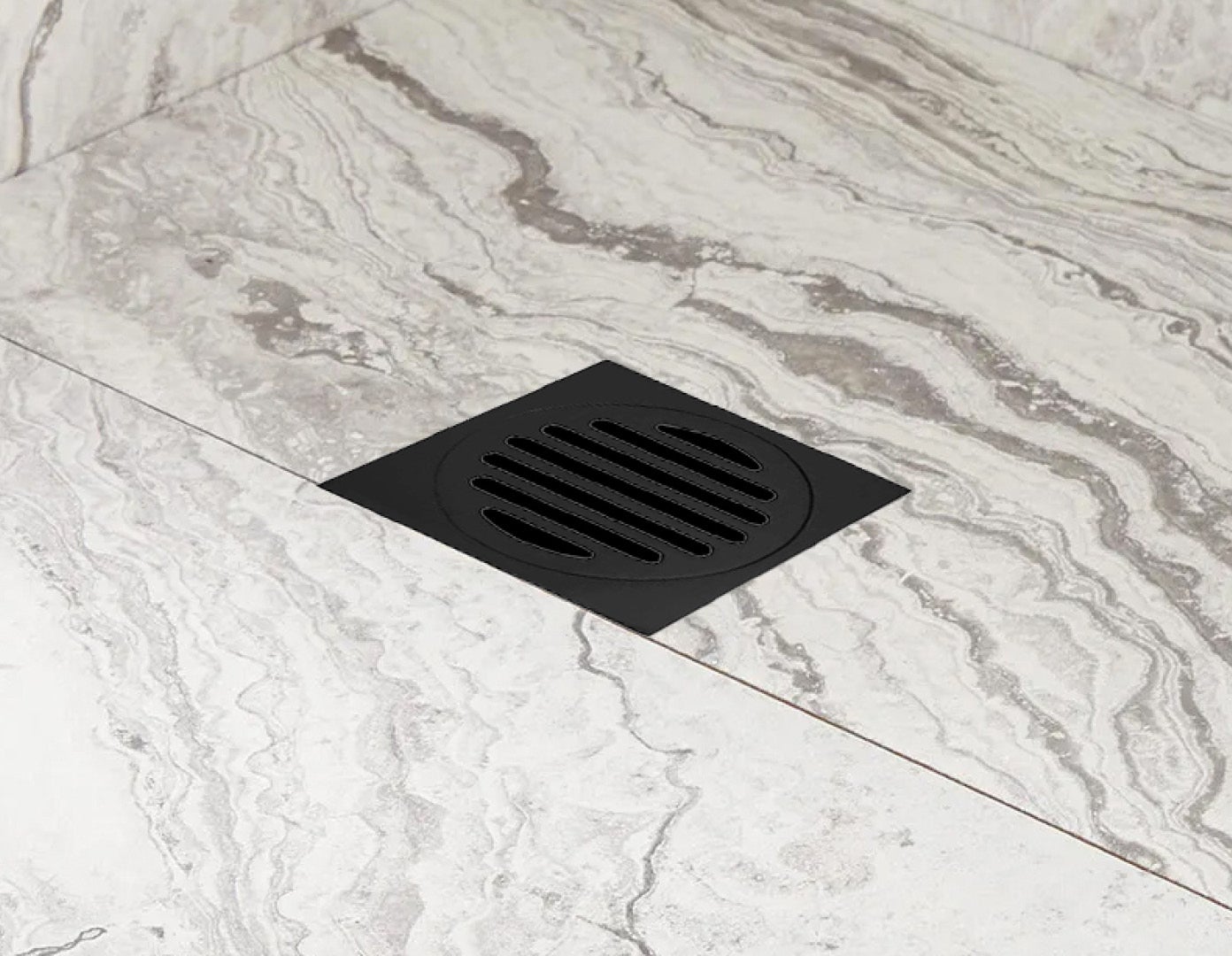 Square Black Floor Grate Drain 110 mm Full Brass Construction