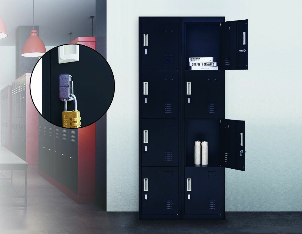 Padlock-operated lock 4 Door Locker for Office Gym Black