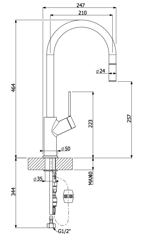 Oliveri VT0398B Vilo Pull Out Mixer Tap